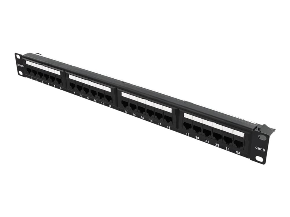 DELTACO PAN-112 - Patch-panel - stativmonterbar - RJ-45 X 24 - sortering - 1U - 19"