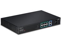TRENDnet TPE 3012L NVR PoE+ Switch - Switch - 8 x 10/100/1000 (PoE+) + 2 x 10/100/1000 (upplänk) + 2 x delad Gigabit SFP - rackmonterbar - PoE+ (120