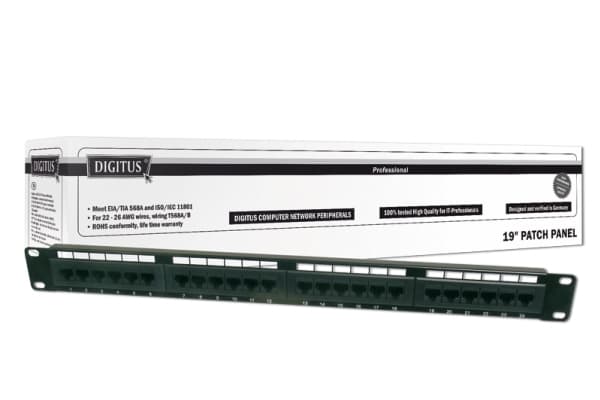 Digitus CAT 6 Class E, RJ-45, Cat6, Musta, Telinekiinnitys, 1U, LSA