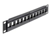 Delock - Koblingspanel - svart - 1U - 10" - 12 porter