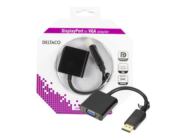 DELTACO DP-VGA7-K - Videotransformator - DisplayPort - VGA