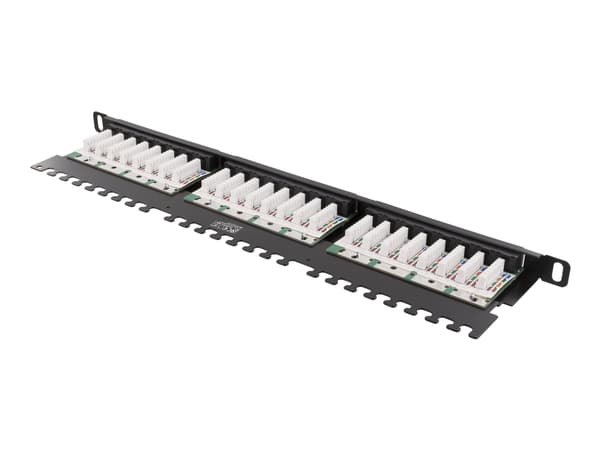 DELTACO PAN-120 - Patch-panel - CAT 6 - UTP - RJ-45 X 24 - svart - 0.5U - 19"