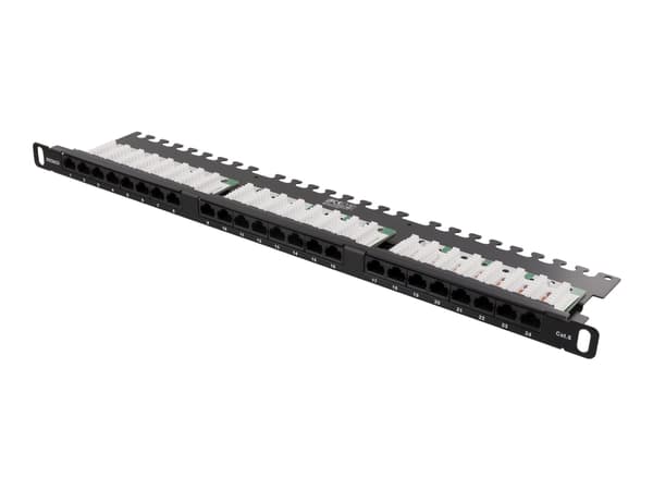 DELTACO PAN-120 - Patch-panel - CAT 6 - UTP - RJ-45 X 24 - svart - 0.5U - 19"