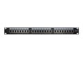 Pikkukuva 1 / 2: Inter-Tech 19'''' Cat.5e STP 24, RJ-45, Cat5e, Musta, Metalli, Telinekiinnitys, 482 mm