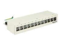 Delock Keystone Desktop Patch Panel - Koblingspanel - lysegrå, RAL 7035 - 12 porter Grå