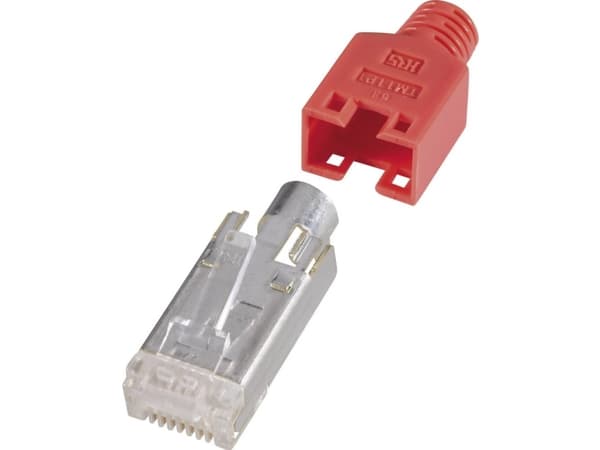 Hirose Electronic Netværksstik RJ45-stik, afskærmet rødt HRS8RT10 Stik, lige Poler: 8P8C Rød 10 stk