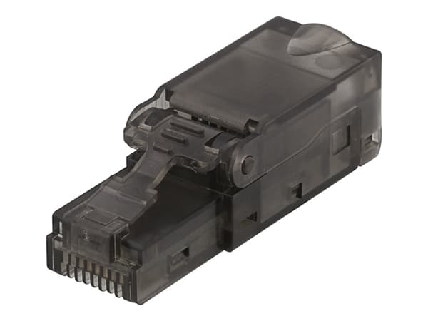 DELTACO - Verkkoliitin - RJ-45 (uros) - suojaamaton - CAT 6a - harmaa