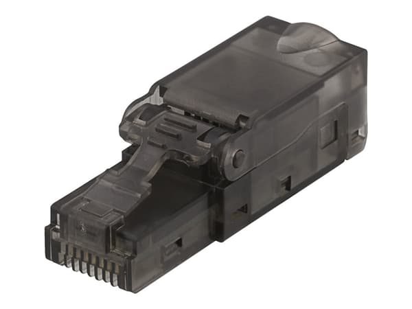 DELTACO - Verkkoliitin - RJ-45 (uros) - suojaamaton - CAT 6a - harmaa