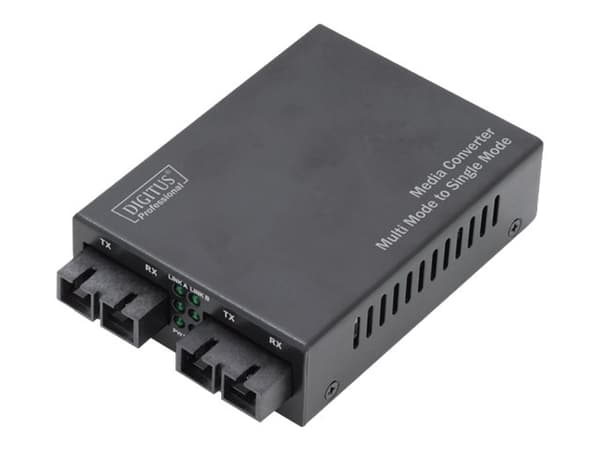 DIGITUS Professional DN-82024 - Medieomvandlare - 100Mb LAN - 100Base-FX - SC-läge (multi-mode) / SC enkelläge - upp till 20 km - 1310 nm