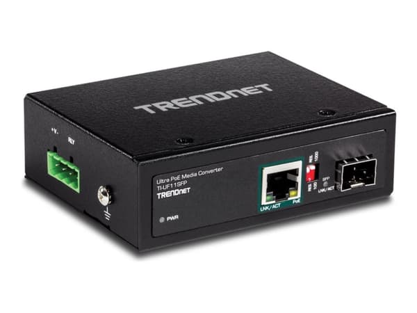 TRENDnet TI-UF11SFP - Fibermedieomformer - 1GbE - 10Base-T, 100Base-TX, 1000Base-T - RJ-45 / SFP (mini-GBIC) - opp til 40 km - TAA-samsvar