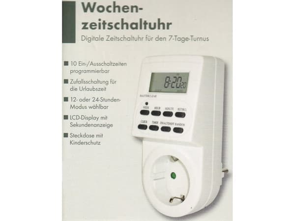 Brennenstuhl 1506550, Daglig timer/veckotimer, Vit, Digital, LCD, Knappar, Plast