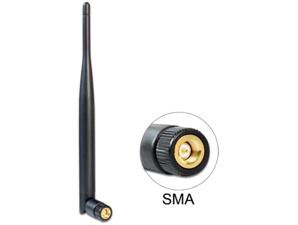 Delock WLAN - Antenne - 19.6 cm - Wi-Fi - 5 dBi - rundtstrålende - innendørs - svart