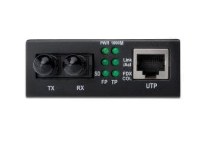 DIGITUS Professional DN-82010-1 - Fibermediekonverterare - 100Mb LAN - 10Base-T, 100Base-FX, 100Base-TX - RJ-45 / ST-läge (multi-mode) - upp till 2 k