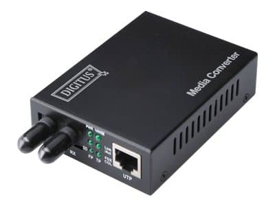 DIGITUS Professional DN-82010-1 - Fibermediekonverterare - 100Mb LAN - 10Base-T, 100Base-FX, 100Base-TX - RJ-45 / ST-läge (multi-mode) - upp till 2 k