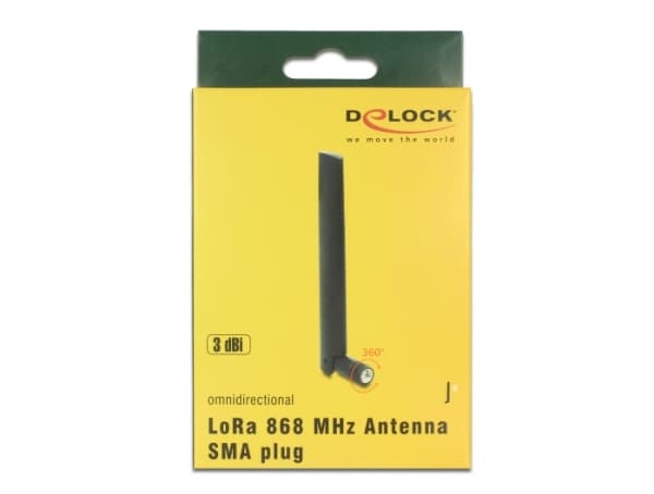 Delock LoRa 868 MHz - Antenne - 13.5 m - dipol - 3 dBi - rundtstrålende - innendørs / utendørs - svart