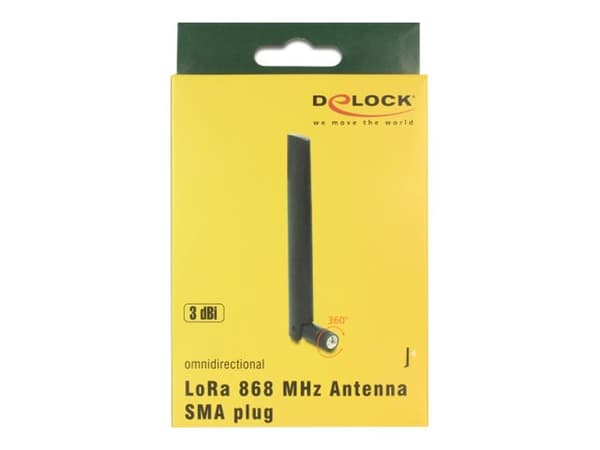 Delock LoRa 868 MHz - Antenne - 13.5 m - dipol - 3 dBi - rundtstrålende - innendørs / utendørs - svart