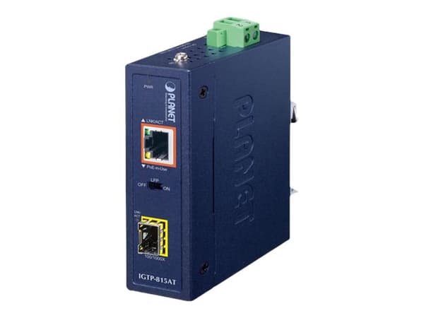 Planet IGTP-815AT, 1000 Mbit/s, 10Base-T,100Base-T,1000Base-SX,1000Base-T, 1000Base-BX,1000Base-LX,1000Base-SX, IEEE 802.3,IEEE 802.3ab,IEEE 802.3af,