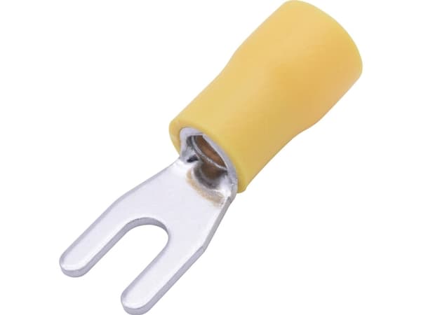 Conrad T1904C122, Gaffelkabelsko, Koppar, Rak, Gul, PVC, 6 mm