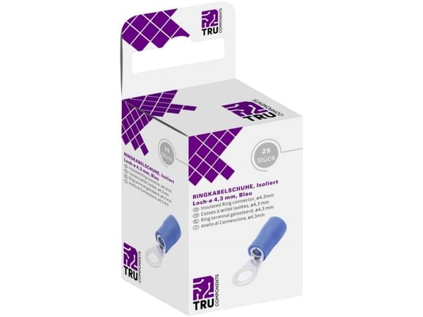 Conrad T1904C060, rengasliitin, kupari, suora, sininen, PVC, 2,5 mm²