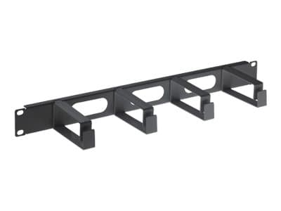Intellinet 19" kaapelinhallintapaneeli, 1U, 4 pitkää muovirengasta, musta - Rack-kabel styrepanel - sort, RAL 9005 - 1U - 19"
