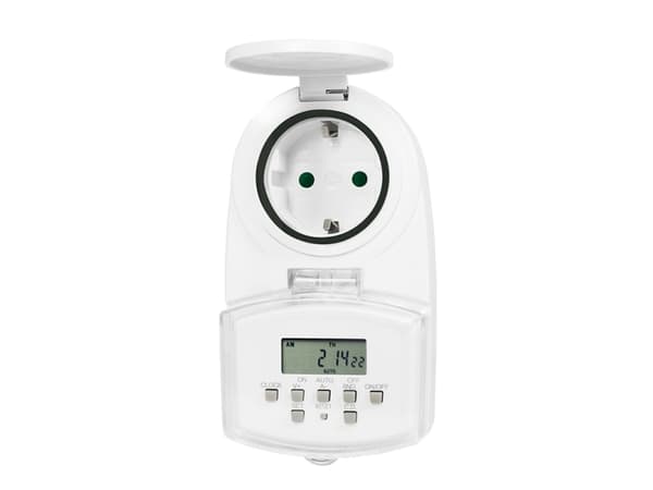 LogiLink ET0008, Päivä-/viikkoajastin, Valkoinen, Digitaalinen, LED, Painikkeet, IP44