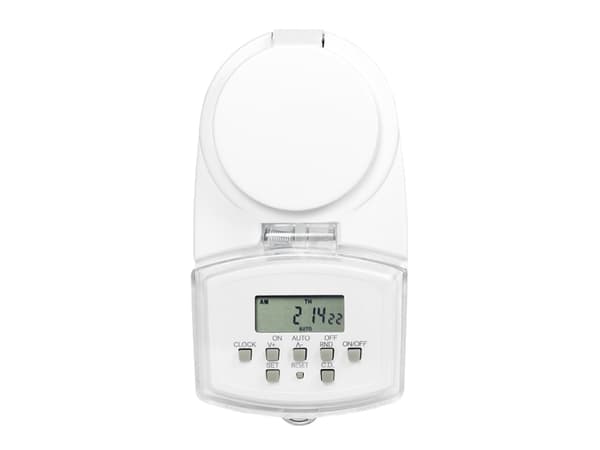 LogiLink ET0008, Päivä-/viikkoajastin, Valkoinen, Digitaalinen, LED, Painikkeet, IP44