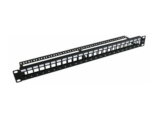 Microconnect PP-004BLANK, RJ-45, Musta, Telinekiinnitys, 1U, 100 g, 110 mm