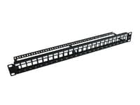 Microconnect PP-004BLANK, RJ-45, Musta, Telinekiinnitys, 1U, 100 g, 110 mm