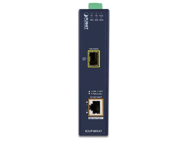PLANET IGUP-805AT, 1000 Mbit/s, 10Base-T, 100Base-T, 1000Base-T, 1000Base-BX, 1000Base-LX, 1000Base-SX, IEEE 802.3, IEEE 802.3ab, IEEE 802.3af, IEEE