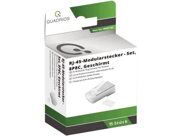 Quadrios RJ-stikforbindelse 1906C163 Stik, lige Pol-tal (RJ) 8P8C 15 stk
