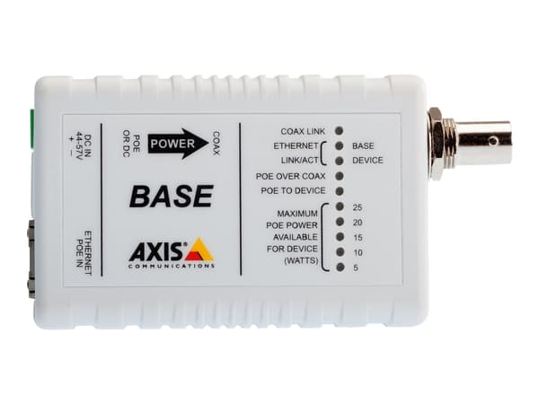 AXIS T8640 Ethernet Over Coax Adaptor PoE+ - Medieomvandlare - 100Mb LAN - över Coax - 10Base-T, 100Base-TX - RJ-45 / BNC (paket om 2) - för AXIS C14