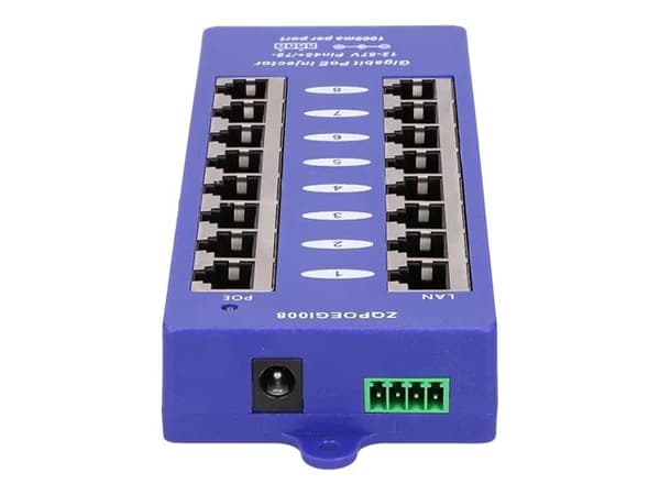 Extralink POE INJECTOR 8 PORT GIGABIT MODE B - 1 Gbps - 8-Port, Nopea Ethernet, Gigabitti Ethernet, 10,100,1000 Mbit/s, 1000/10000, 48 V, 200 mm, 270