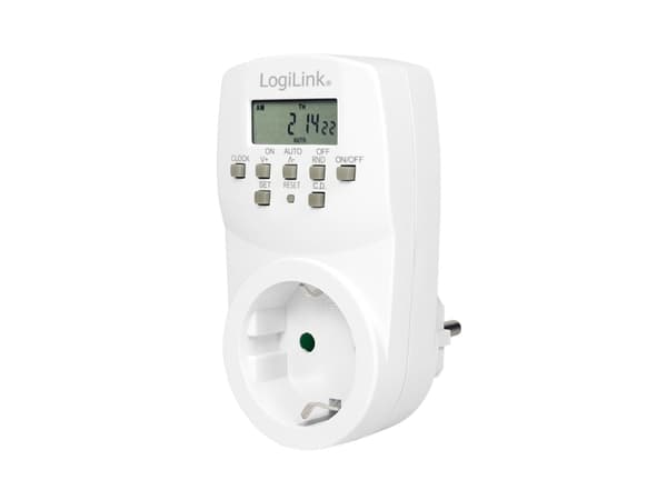 LogiLink ET0007, Daglig timer/veckotimer, Vit, Digital, LCD, Knappar, CE