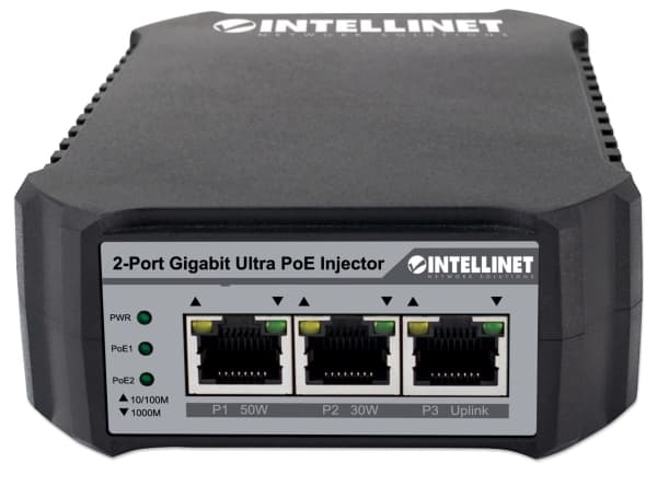 Intellinet 561488, Gigabit Ethernet, 10,100,1000 Mbit/s, IEEE 802.3, IEEE 802.3ab, IEEE 802.3af, IEEE 802.3at, IEEE 802.3u, Cat5, Cat5e, 100 m, Data,