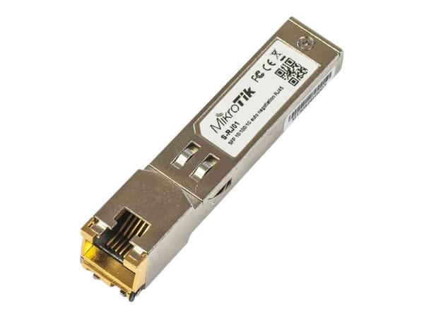 MikroTik S-RJ01 - SFP (mini-GBIC) transceivermodul - 1GbE - 10Base-T, 100Base-TX, 1000Base-T - SFP (mini-GBIC) / RJ-45
