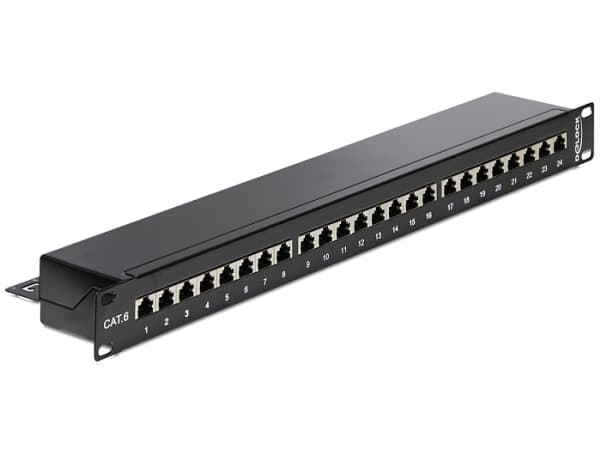 Delock - Patch-panel - CAT 6 - RJ-45 X 24 - svart - 1U - 19"