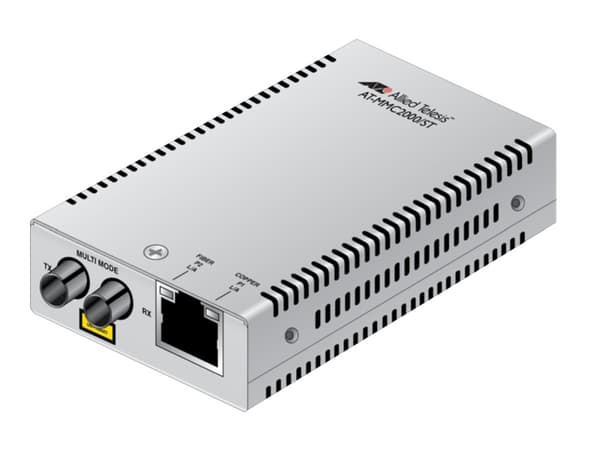 Allied Telesis AT MMC2000/ST - Fibermediekonverterare - 1GbE - 1000Base-T, 100Base-TX, 10Base-T, 1000Base-SX - RJ-45 / ST-läge (multi-mode) - upp til
