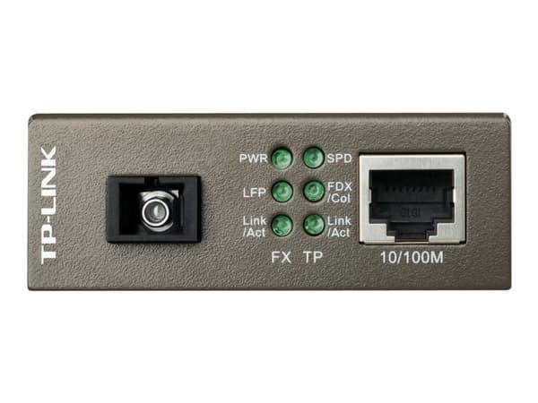 TP-Link MC111CS - Fibermedieomformer - 100Mb LAN - 10Base-T, 100Base-FX, 100Base-TX - RJ-45 / SC-enkeltmodus - opp til 20 km - 1550 (TX) / 1310 (RX)