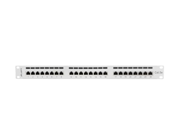 Lanberg PPS5-1024-S - Patch-panel - rackmontering - CAT 5e - STP - RJ-45 X 24 - grå, RAL 7035 - 1U - 19"