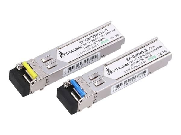 Extralink - SFP (mini-GBIC) transceivermodul - 1GbE, SONET - WDM - LC-enkeltmodus - opp til 3 km - OC-24 LR-1 - 1310 nm / 1550 nm (en pakke 2)