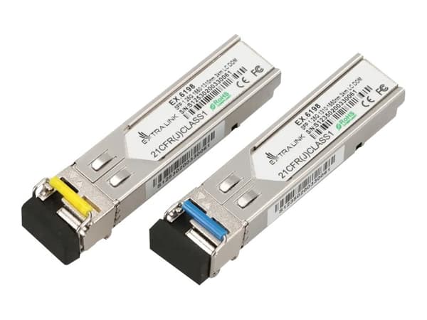 Extralink - SFP (mini-GBIC) transceivermodul - 1GbE, SONET - WDM - LC-enkeltmodus - opp til 3 km - OC-24 LR-1 - 1310 nm / 1550 nm (en pakke 2)
