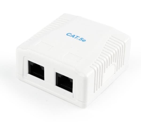 Cablexpert NCAC-2U5E-01 - Overflatemonteringsboks for nettverk - CAT 5e - UTP - RJ-45 X 2 - hvit