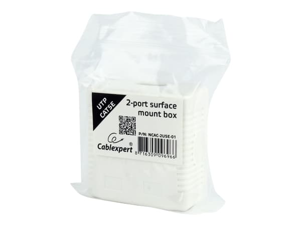 Cablexpert NCAC-2U5E-01 - Overflatemonteringsboks for nettverk - CAT 5e - UTP - RJ-45 X 2 - hvit