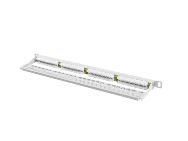 Lanberg PPU6-0024-S - Koblingspanel - CAT 6 - UTP - RJ-45 X 24 - grå, RAL 7035 - 0.5U - 19"