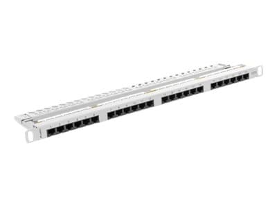 Lanberg PPU6-0024-S - Koblingspanel - CAT 6 - UTP - RJ-45 X 24 - grå, RAL 7035 - 0.5U - 19"