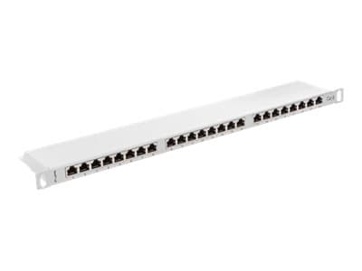 Lanberg PPS6-0024-S - Koblingspanel - rackmonterbar - CAT 6 - STP - RJ-45 X 24 - grå, RAL 7035 - 0.5U - 19"