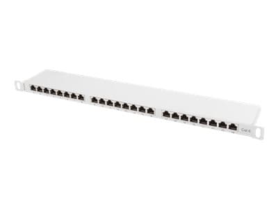 Lanberg PPS6-0024-S - Patch-panel - stativmonterbar - CAT 6 - STP - RJ-45 X 24 - grå, RAL 7035 - 0.5U - 19"