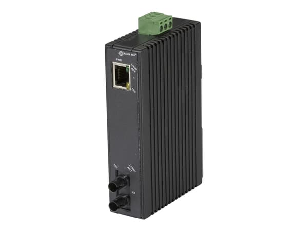 Black Box Hardened Mini Industrial - Fibermedieomformer - 100Mb LAN - 10Base-T, 1000Base-FX, 100Base-TX - ST flermodus / RJ-45 - opp til 20 km