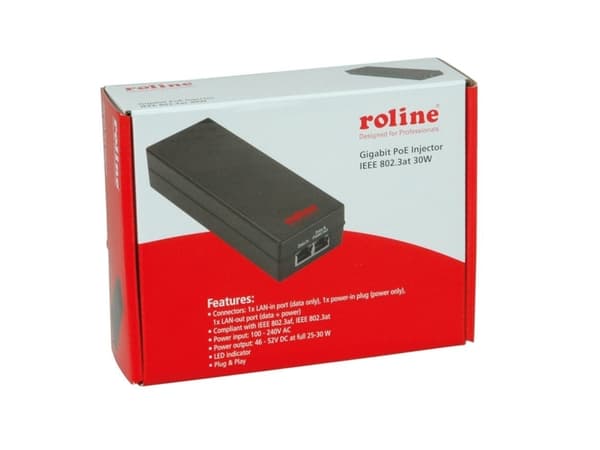 ROLINE 21131199, Gigabit Ethernet, 10,100,1000 Mbit/s, 30 W, 62 x 165 x 38,5 mm