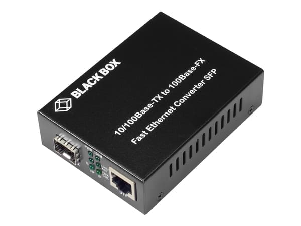 Black Box Pure Networking Copper to Fiber Media Converter 10/100BASE-TX to 100BASE-FX SFP - Fibermedieomformer - 100Mb LAN - 10Base-T, 100Base-FX, 10